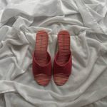 White Stag Stripped Open Toe Wedge Sandals Photo 1