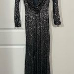 Badgley Mischka Silver Sequin Dara Gown Size 6 US $660 Photo 5