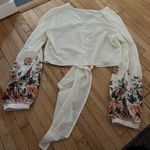 SheIn Floral Chiffon Self Tie Crop Top Photo 1