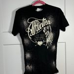 Affliction Small t shirt gold splatter spray paint Photo 0