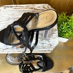 Qupid Women’s Elegant Black Strappy Heels with Glitter Block Heel Size 8 Photo 3