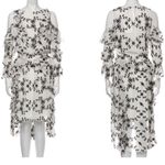Joie  Alpheus Black And White Floral Silk Embroidered Midi Dress Photo 3