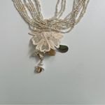 Antica Sartoria Necklace Beaded Flower Applique Shells Long Cream Ivory White Photo 12