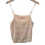 Anthropologie  Tiny Anne Pink Ivory Crochet Lace Camisole Tank Top Sz M Boho Photo 1