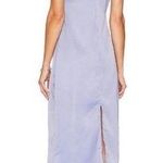We Wore What  Cowl MIDI Sleeveless Satin Charmeuse Slate Blue Dress 0 Photo 1