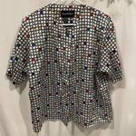Funky 80’s geometric primary colors silky chunky button blouse 42 Madison Red Size 12 Photo 4