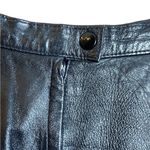 70s Vintage Leathercare Process Black Leather Midi Skirt Medium Photo 5