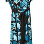 Apt. 9  Turquoise Brown Midi Dress PS Floral Print Flutter Sleeve Stretch Artsy Photo 10