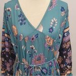Jaase Seline Maxi Dress - Blue Purple Floral Hummingbird Print -
Size L Photo 5