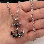 Anchor Pendant Necklace for Men Women,Streetwear Punk Hip Hop Unisex Style Silver Photo 3