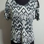Stetson  Cream & Black Cold Shoulder Aztec Top (S) Photo 0
