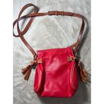Dooney & Bourke Red Leather Crossbody Bag W/ Tassels Adjustable Strap Boutique Photo 6