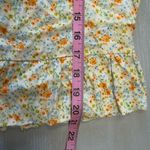 Sophie Rue  Women Sz L Yellow Blue Floral‎ Puff Sleeve Tie Front Top Cottagecore Photo 3
