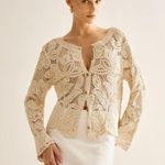 Commense Hollow Button Plisse Cardigan size large Tan Photo 1