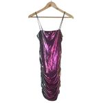 GIBIU Ruched Bodycon Dress Womens M Multicolor Holographic Metallic 90s Clubwear Pink Size M Photo 1