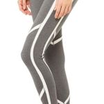 Alo Yoga Heathered Grey White Shimmer Panels Talia Athletic Performance Leggings Photo 0