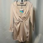 Missguided  Petite Plunge Twist Front Shift Metallic Champagne Dress 4 Photo 2