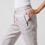 Athleta Cabo Tide Linen Jogger Pants Travel Zip Pockets NWOT camo print Photo 4