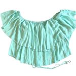 Cinq à Sept Cinq A Sept Carla Cold-Shoulder Crossover Halter Top in Aruba Light Aqua Blue Photo 2