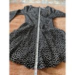 Princess Polly  Black with White Floral Long Sleeve Mini Faux Wrap Dress Size 4 Photo 5