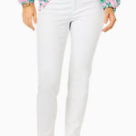 Lilly Pulitzer Kelly White Textured Ankle Length Skinny Pant Resortwear Size 8 Photo 0