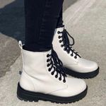 White Lace Up Combat Boots Size 8.5 Photo 0