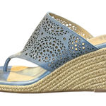 Johnston & Murphy Blue Laser Cut Wedge Espadrille Thong Sandals Women Size 8M Photo 0