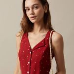 RIHOAS The Red V Neck Polka Dot Print Sleeveless Vest S Photo 0