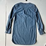 EXPRESS NWT  Chambray Shirt Dress V neck long sleeves collarless medium wash XS Photo 8