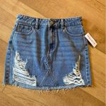 PacSun NWT  size 24 or 0 denim distressed mini skirt blue country concert western Photo 0