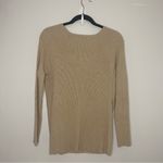 Calvin Klein Women's  Ribbed Gold Grommet Long Sleeve Sweater Tan  Size Medium Photo 7