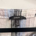 Drew Cropped Blue Stripe Linen Blend Shirt Photo 2