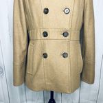 J.Crew Coat Womens Sz 8 Tan Wool Blend Double Breasted Peacoat Classic Photo 3