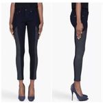 Rag and Bone  Womens The Grand Prix Motocross Leather Chevron Jeans Midnight Size 2 Photo 1