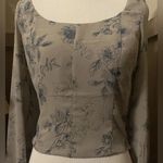 Anthropologie  House of Harlow 1960 Gray and Blue Floral Smocked Blouse Size XS Photo 2