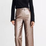 Madewell NEW  Slim Emmett Wide-Leg Crop Pants in Metallic Size 28 It Girl Luxury Photo 0