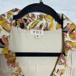 POL  Boho Floral Patchwork Button Front Cream Multicolor Peasant Top Size Small Photo 3