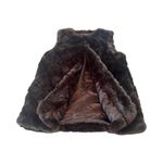 Talbots  Faux Fur Vest Womens‎ S Chocolate Brown Quilted Open Front Photo 1