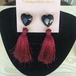 Catherine Malandrino  Black Heart Deep Red Tassels Photo 0