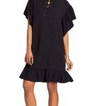 Who What Wear Lace Up Front Ruffle Sleeve Mini Dress Black Size Small Photo 1