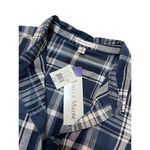 Rebecca Malone New  Womens Small Plaid Button Up Tunic Long Roll Tab Sleeve Blue Photo 2
