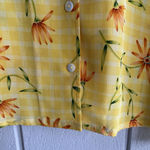 Saks 5th Avenue Vintage 90s Saks 100% Silk Button Down Blouse Yellow Plaid and Floral Print Sz M Photo 4