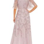 Mac Duggal SEQUINED BUTTERFLY SLEEVE HIGH LOW GOWN dress size 12 Photo 1