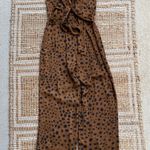 LPA  Brown Polka Dot Halter Jumpsuit Small Tie Back Wide Leg Boho Chic Photo 4