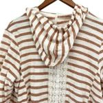 Entro Striped Crochet Lace Hooded Cardigan Sweater Photo 10