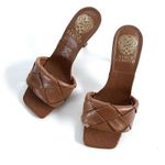 Vince Camuto  Brown Woven Leather Brelanie Heeled Square toe Sandals Size 6.5 M Photo 1