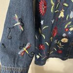 Quacker Factory  Jean Jacket‎ Size Large Denim Beaded Embroidered Floral Blue Photo 3