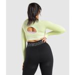 Gymshark Flex Long Sleeve Crop Top Light Green Marl XS EUC Photo 1