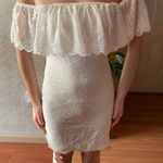 White Lace Strapless Off The Shoulder Dress Photo 0