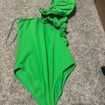ZARA Women's Asymmetric Ruffled Bodysuit Size S in Green Photo 7